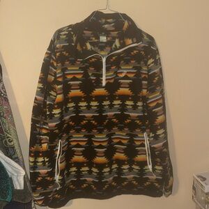 LRG 2XL Quarter Zip Aztec Print Fleece Jacket